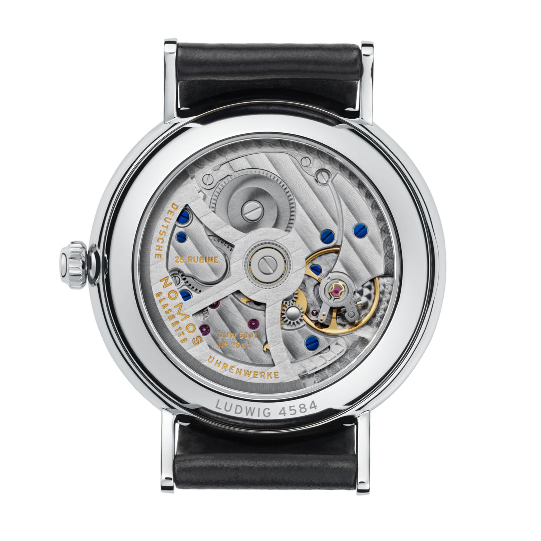 NOMOS Ludwig 40mm Galvanized, white silver-plated Dial Black Horween Genuine Shell Cordovan Strap