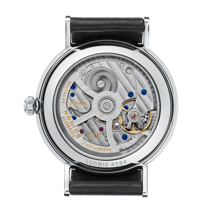 NOMOS Ludwig 40mm Galvanized, white silver-plated Dial Black Horween Genuine Shell Cordovan Strap