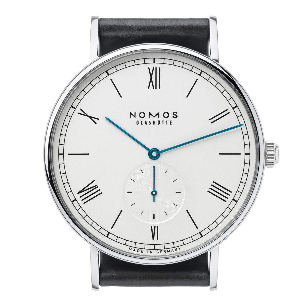 NOMOS Ludwig 40mm Galvanized, white silver-plated Dial Black Horween Genuine Shell Cordovan Strap