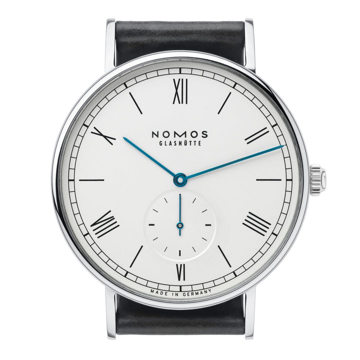 NOMOS Ludwig 40mm Galvanized, white silver-plated Dial Black Horween Genuine Shell Cordovan Strap