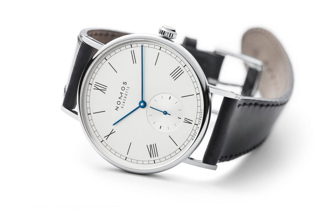 NOMOS Ludwig 40mm Galvanized, white silver-plated Dial Black Horween Genuine Shell Cordovan Strap