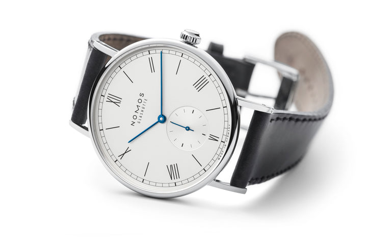 NOMOS Ludwig 40mm Galvanized, white silver-plated Dial Black Horween Genuine Shell Cordovan Strap