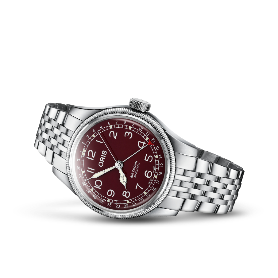 Oris Big Crown 40mm Red Dial Silver Steel Bracelet