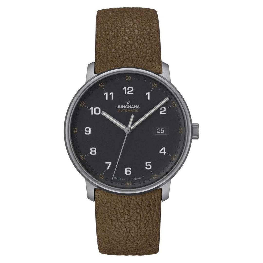 Junghans FORM A Titan 40mm Black Dial Dark Brown Leather Strap