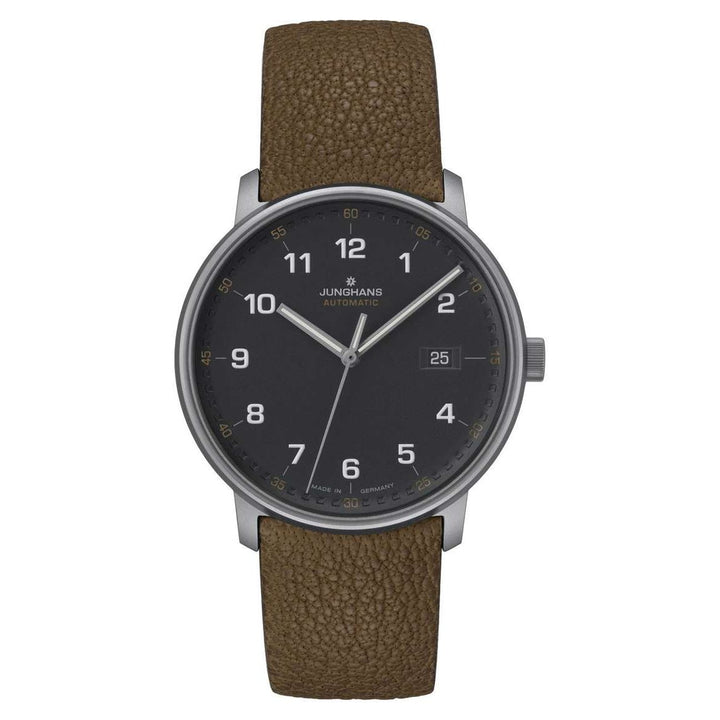 Junghans FORM A Titan 40mm Black Dial Dark Brown Leather Strap
