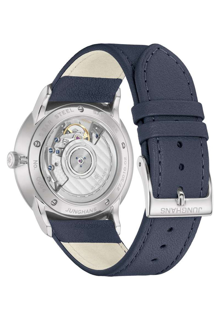 Junghans Meister Worldtimer 40.4mm Navy Dial Navy Leather Strap