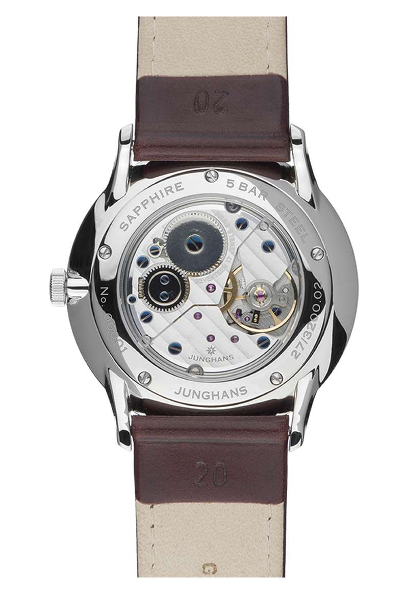 Junghans Meister Handaufzug 37.7mm White Dial Brown Leather Strap