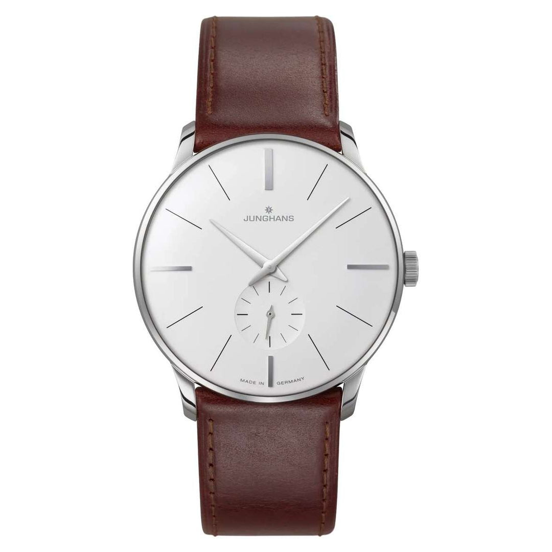 Junghans Meister Handaufzug 37.7mm White Dial Brown Leather Strap