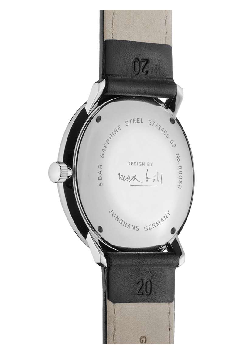 Junghans max bill Automatic 38mm Black Dial Black Leather Strap