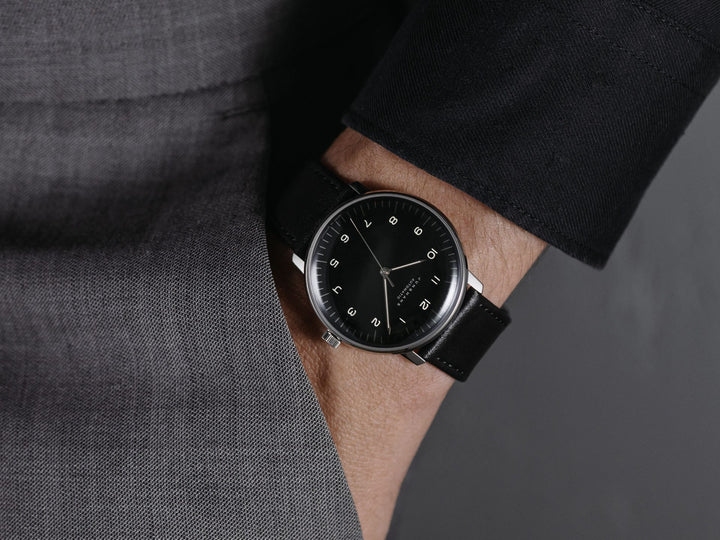 Junghans max bill Automatic 38mm Black Dial Black Leather Strap