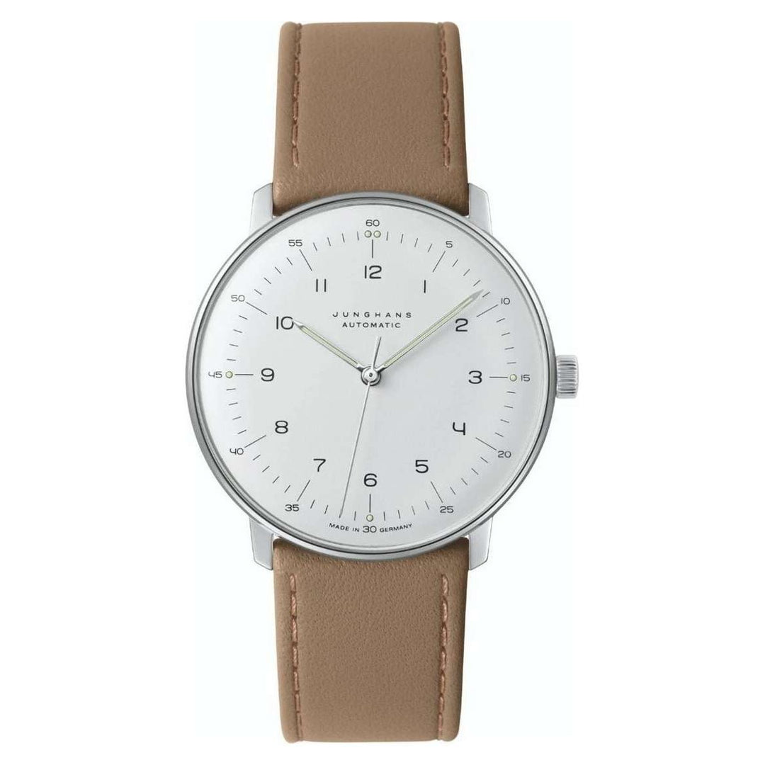 Junghans max bill Automatic 38mm White Dial Light Brown Leather Strap