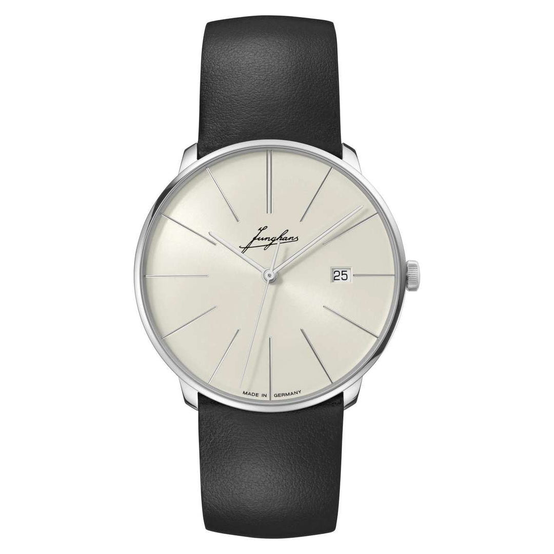 Junghans Meister Fein 39.5mm Beige Dial Black Leather Strap