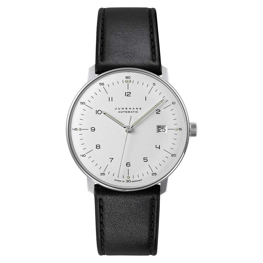 Junghans max bill Automatic 38mm White Dial Black Leather Strap