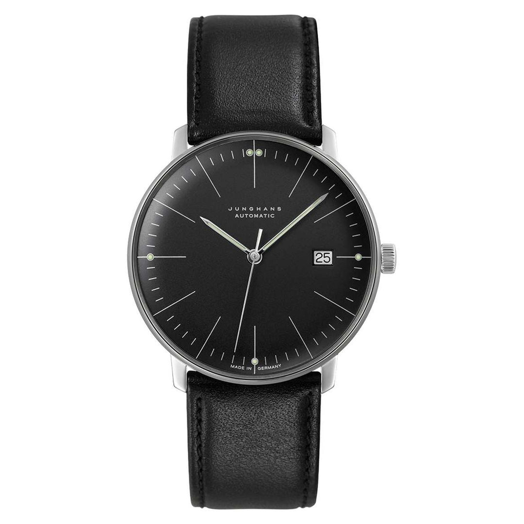 Junghans max bill Automatic 38mm Black Dial Black Leather Strap