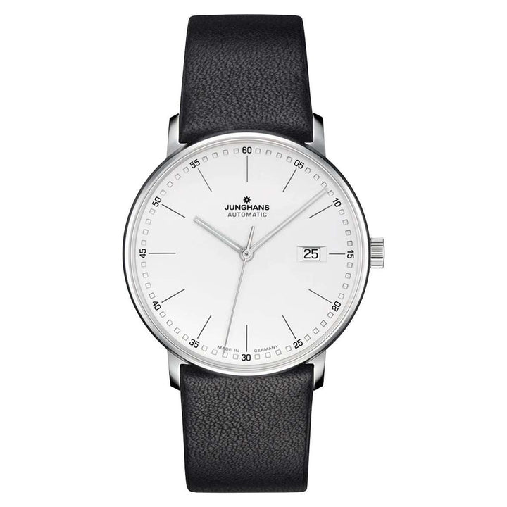 Junghans FORM A Automatic 39.3mm White Dial Black Leather Strap