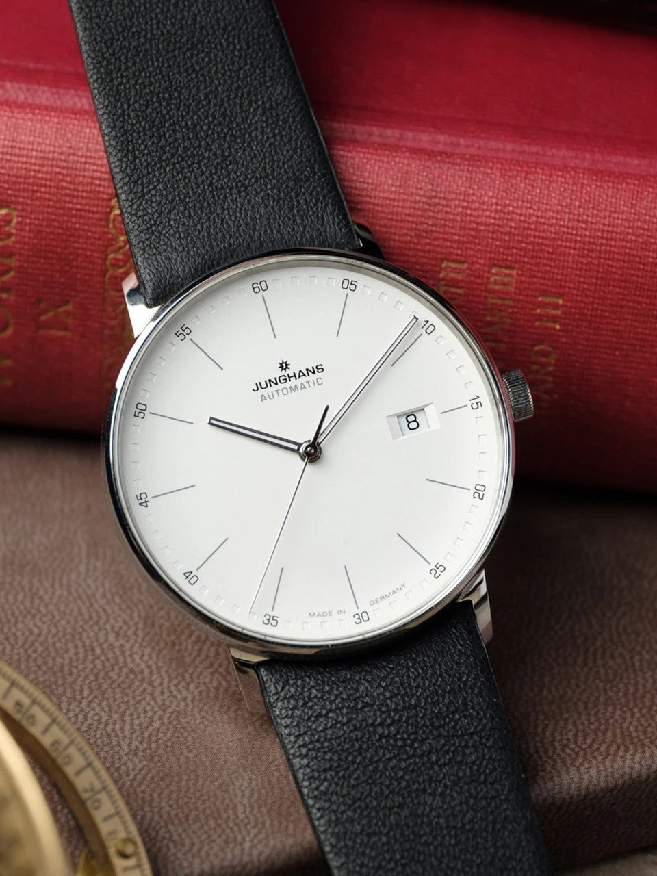 Junghans FORM A Automatic 39.3mm White Dial Black Leather Strap