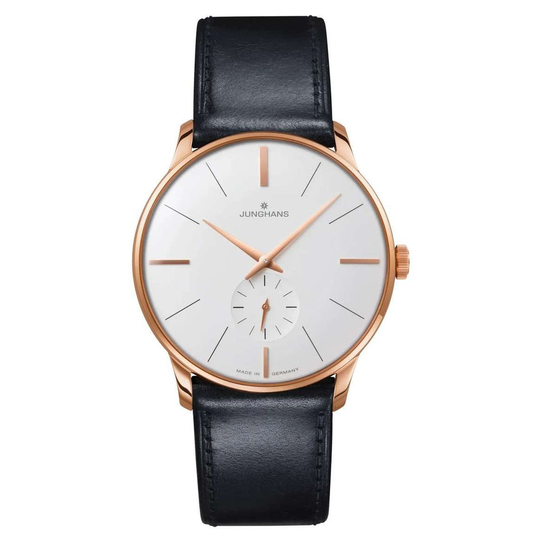 Junghans Meister Handaufzug 37.7mm White Dial Black Leather Strap