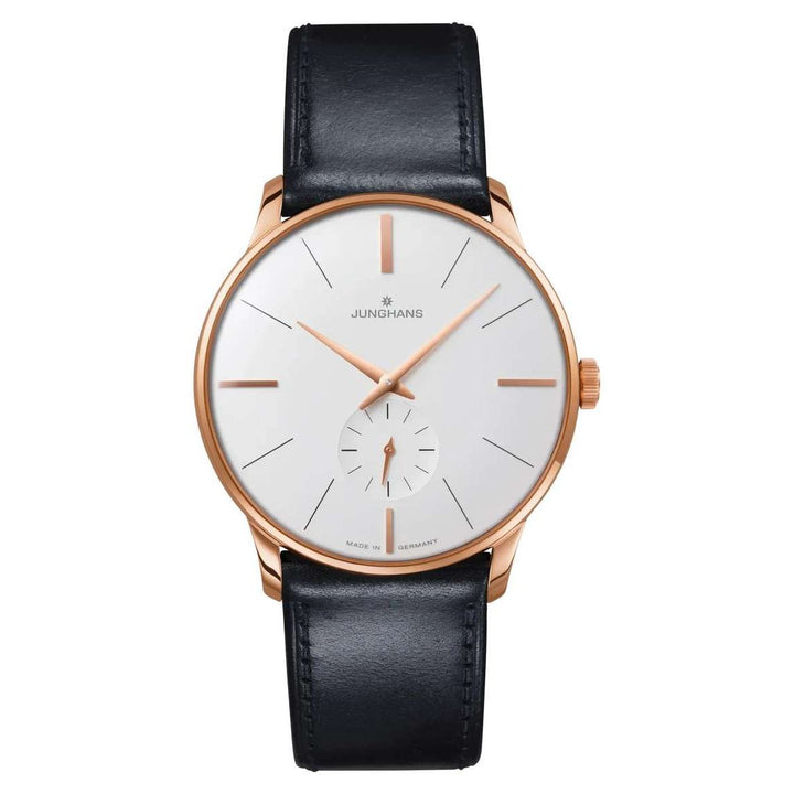 Junghans Meister Handaufzug 37.7mm White Dial Black Leather Strap