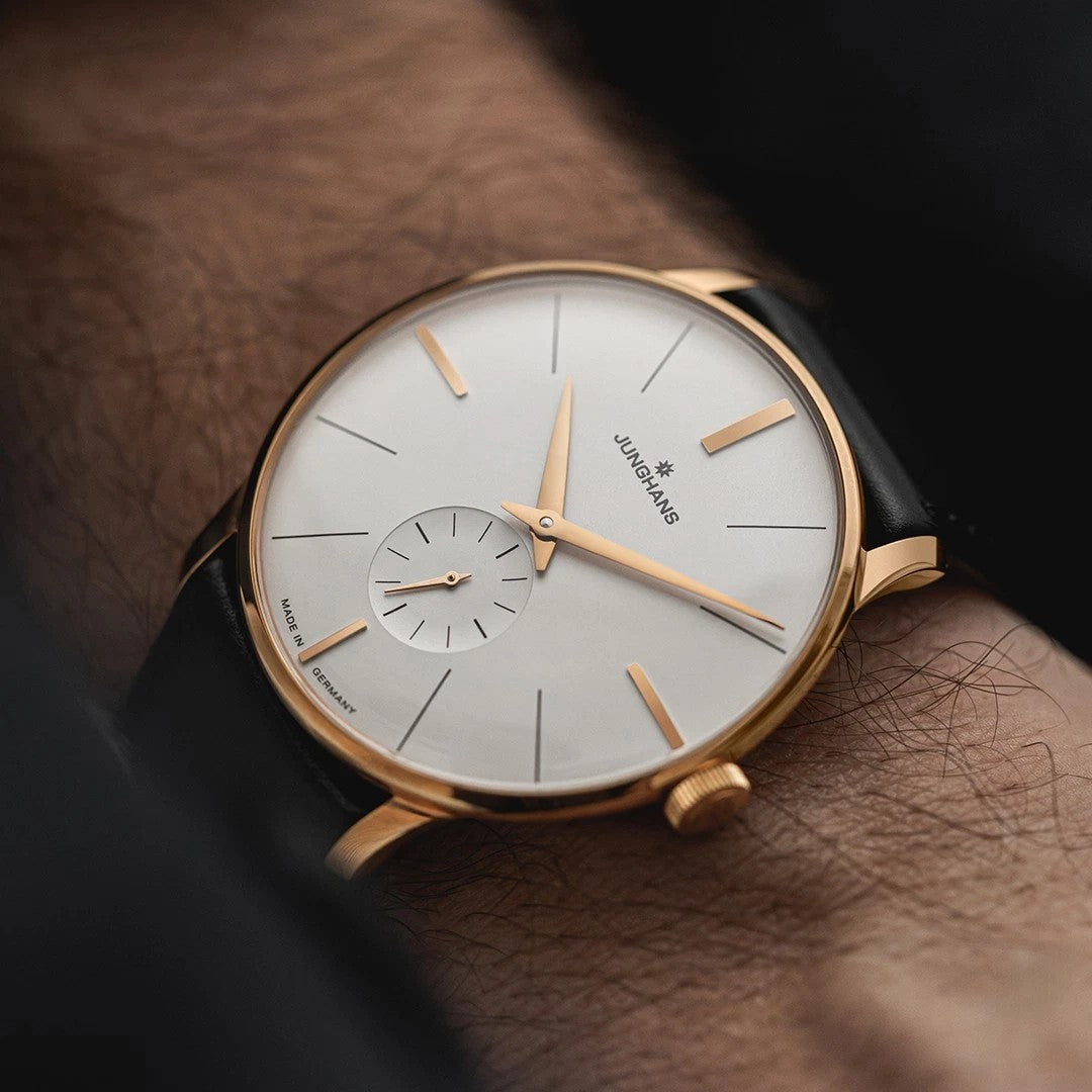 Junghans Meister Handaufzug 37.7mm White Dial Black Leather Strap