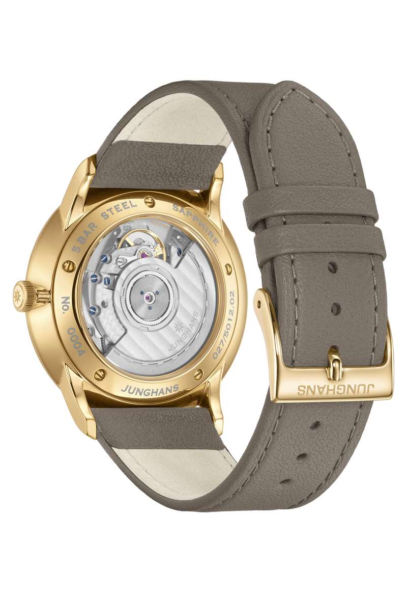 Junghans Meister Worldtimer 40.4mm Matt Silver Dial Grey Leather Strap
