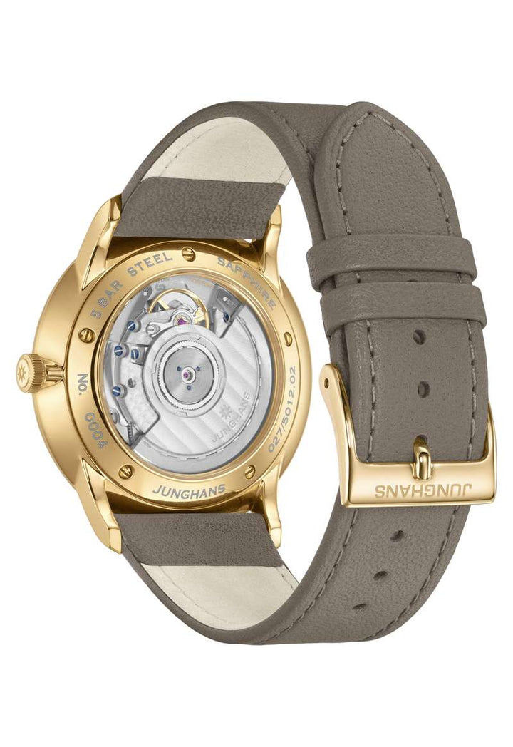 Junghans Meister Worldtimer 40.4mm Matt Silver Dial Grey Leather Strap