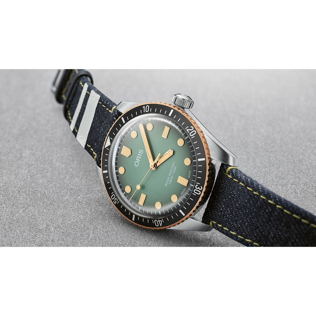 Oris Divers Sixty-Five 40mm Green Dial Navy Strap