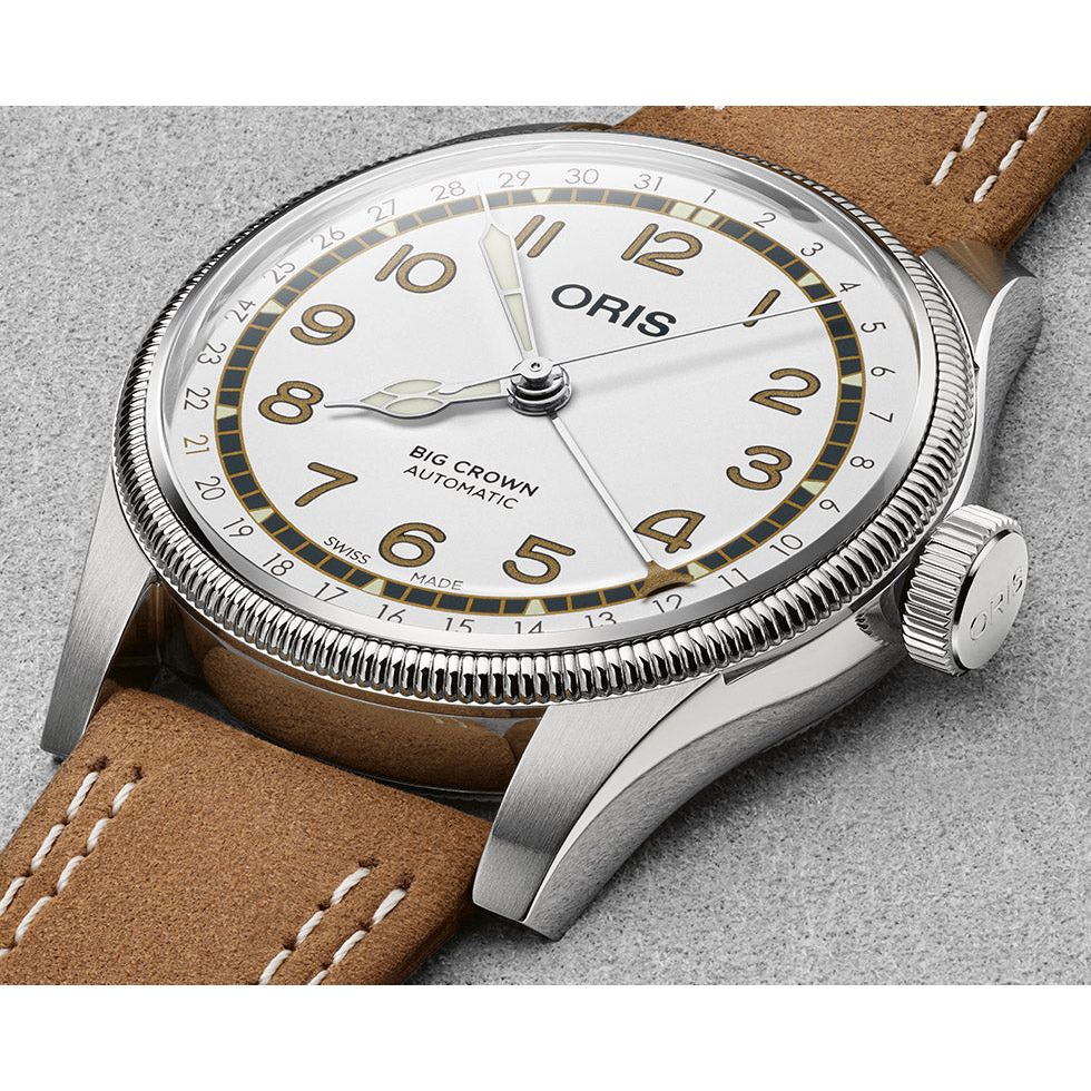 Oris Roberto Clemente Limited Edition 40mm White Dial Light Brown Leather Strap