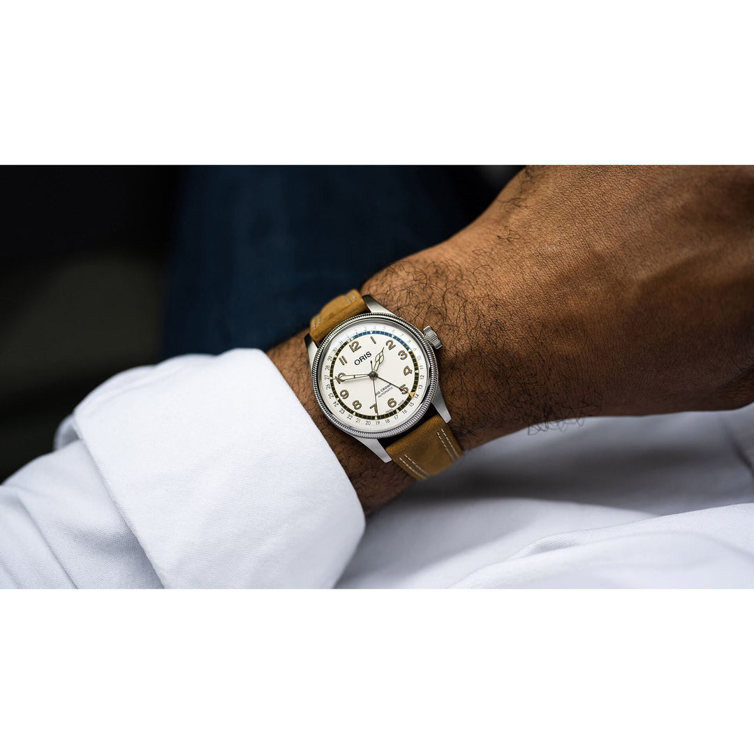 Oris Roberto Clemente Limited Edition 40mm White Dial Light Brown Leather Strap