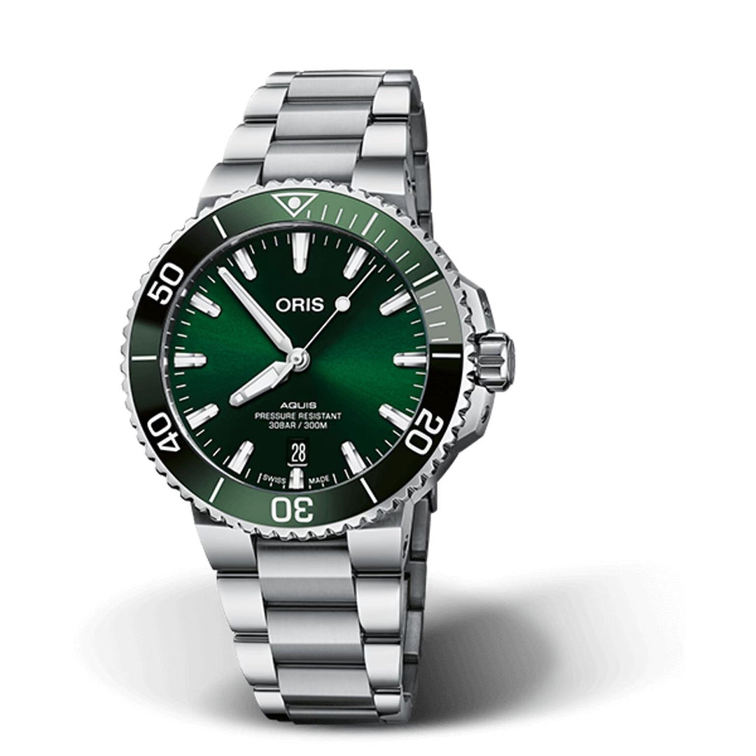 Oris Aquis 41.5mm Green Dial Silver Steel Bracelet