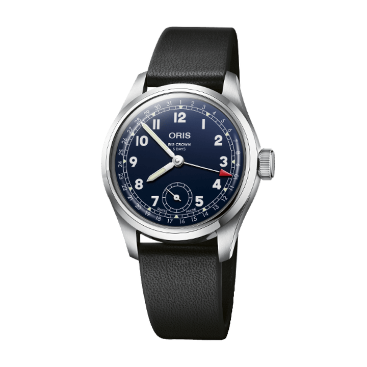 Oris Big Crown 38mm Blue Dial Black Leather Strap