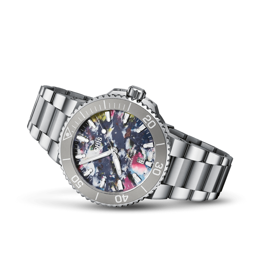 Oris Aquis Date Upcycle 41.5mm Multi Color Dial Silver Steel Bracelet