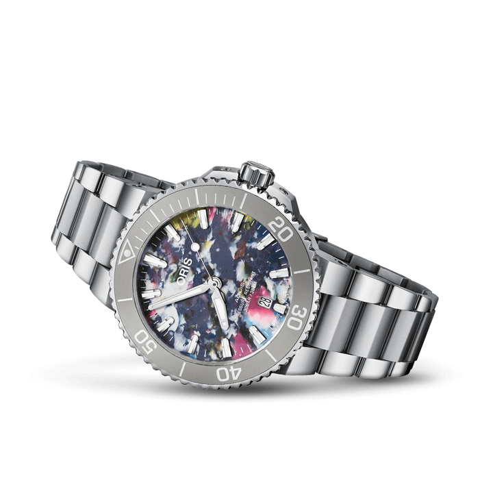 Oris Aquis Date Upcycle 41.5mm Multi Color Dial Silver Steel Bracelet