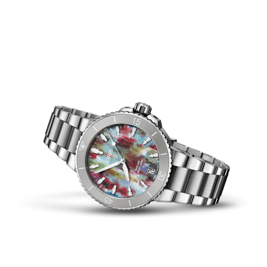 Oris Aquis Date Upcycle 36.5mm Multi Color Dial Silver Steel Bracelet