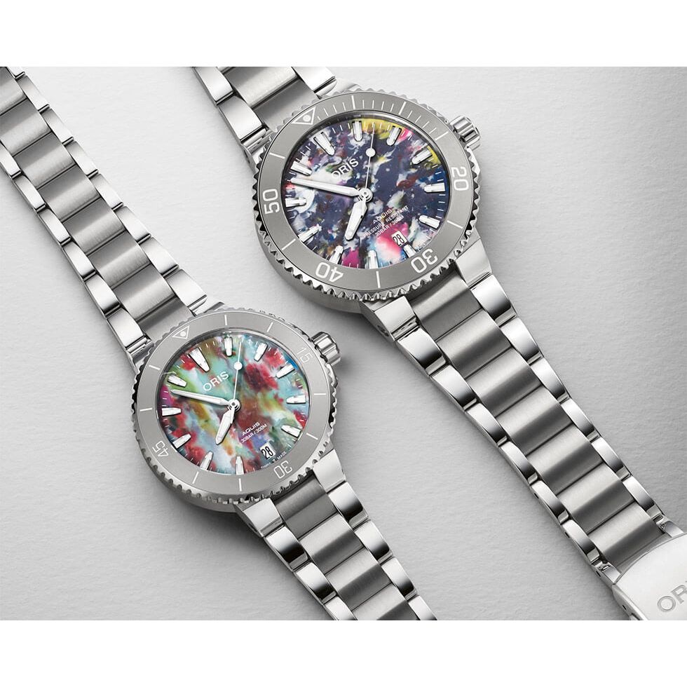 Oris Aquis Date Upcycle 36.5mm Multi Color Dial Silver Steel Bracelet