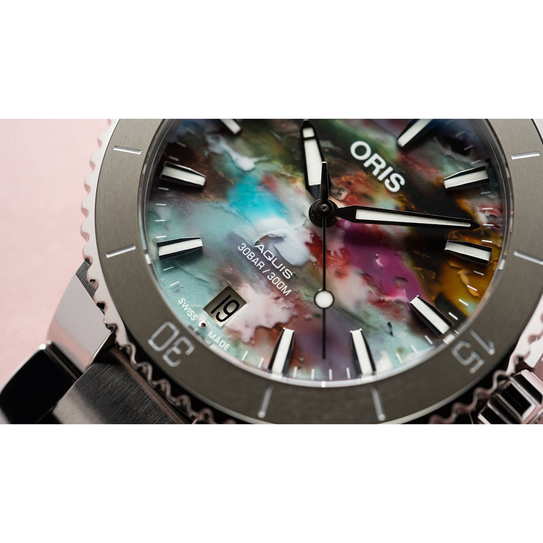 Oris Aquis Date Upcycle 41.5mm Multi Color Dial Silver Steel Bracelet