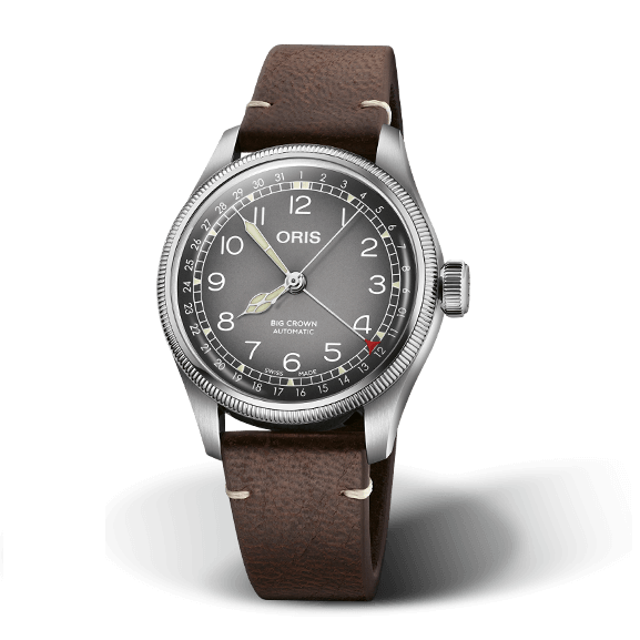 Oris Big Crown X Cervo Volante 38mm Grey Dial Brown Leather Strap