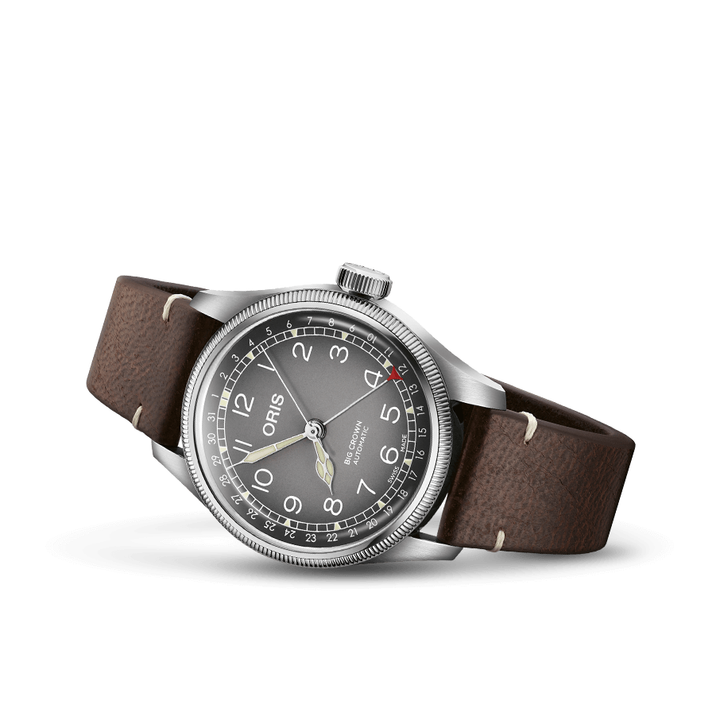 Oris Big Crown X Cervo Volante 38mm Grey Dial Brown Leather Strap