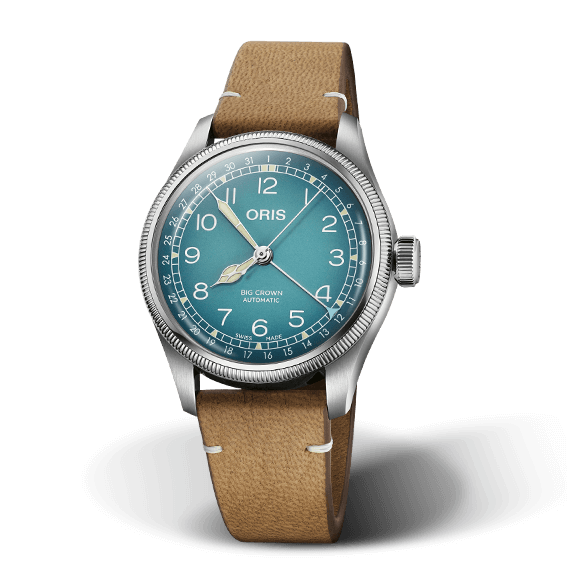 Oris Big Crown X Cervo Volante 38mm Blue Dial Brown Leather Strap
