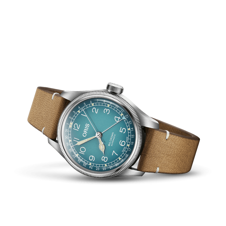 Oris Big Crown X Cervo Volante 38mm Blue Dial Brown Leather Strap