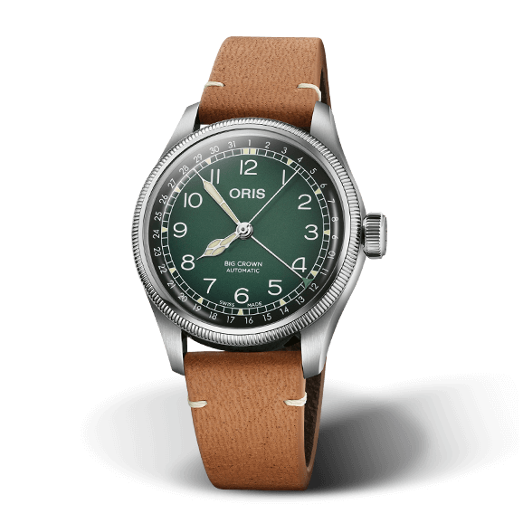 Oris Big Crown X Cervo Volante 38mm Green Dial Brown Leather Strap