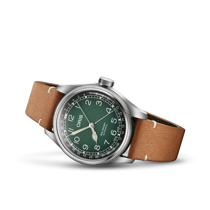 Oris Big Crown X Cervo Volante 38mm Green Dial Brown Leather Strap