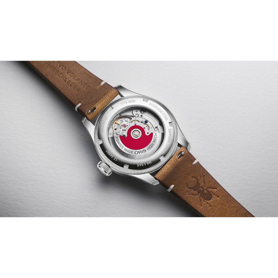 Oris Big Crown X Cervo Volante 38mm Grey Dial Brown Leather Strap