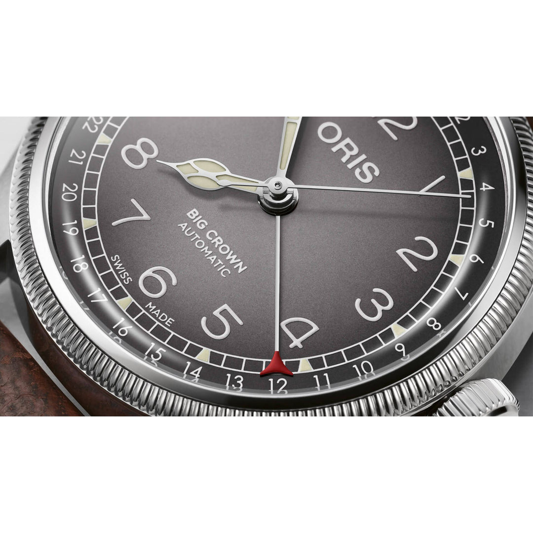 Oris Big Crown X Cervo Volante 38mm Grey Dial Brown Leather Strap