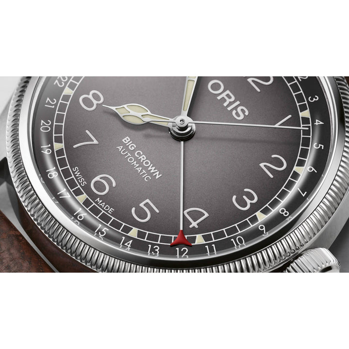Oris Big Crown X Cervo Volante 38mm Grey Dial Brown Leather Strap