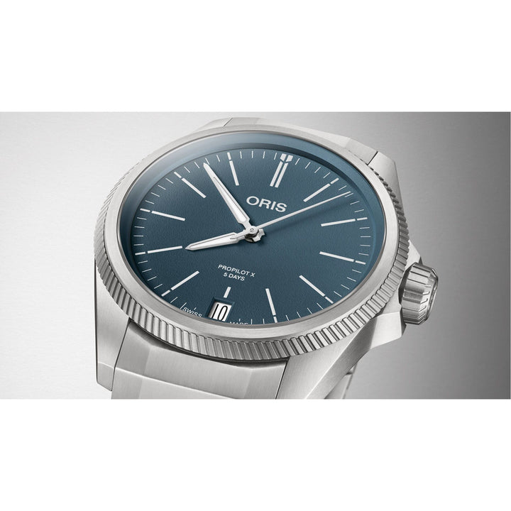 Oris ProPilot X Calibre 400 39mm Blue Dial Silver Steel Bracelet