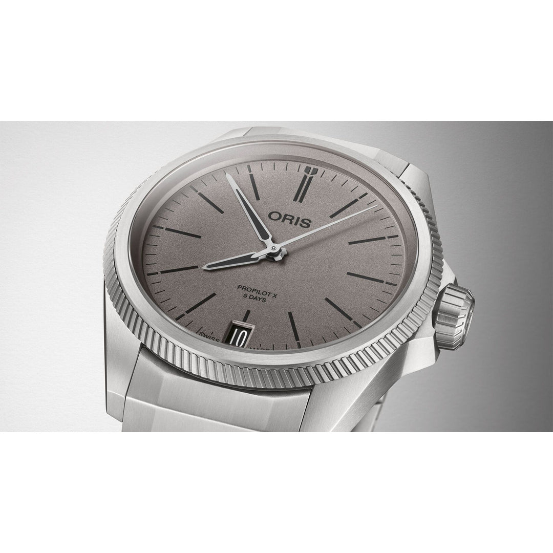 Oris ProPilot X Calibre 400 39mm Grey Dial Silver Steel Bracelet