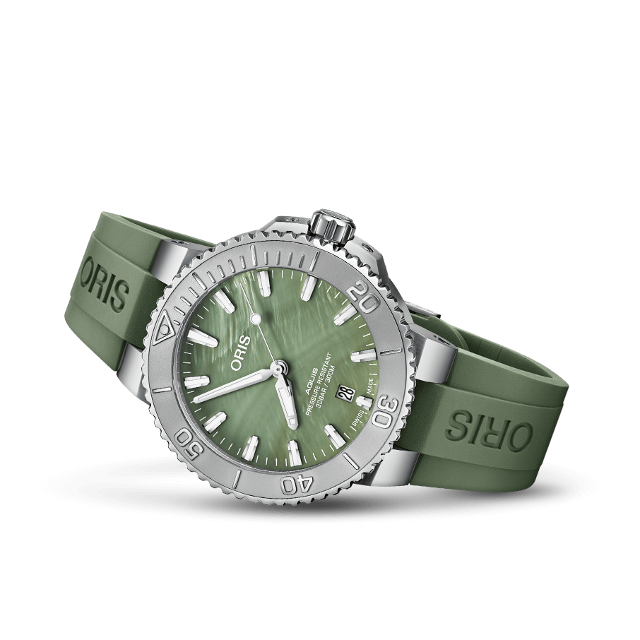 Oris Aquis New York Harbor Limited edition 41.5mm Green MOP Dial Green Strap