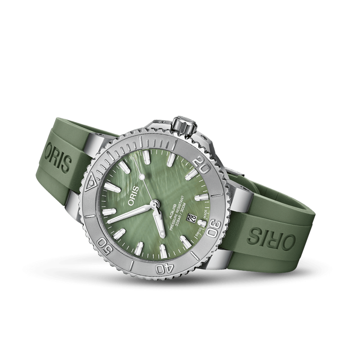 Oris Aquis New York Harbor Limited edition 41.5mm Green MOP Dial Green Strap