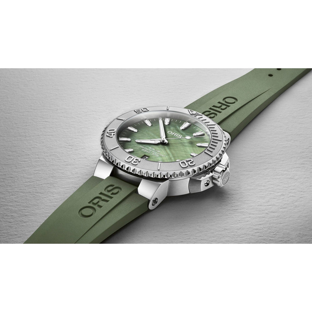 Oris Aquis New York Harbor Limited edition 41.5mm Green MOP Dial Green Strap