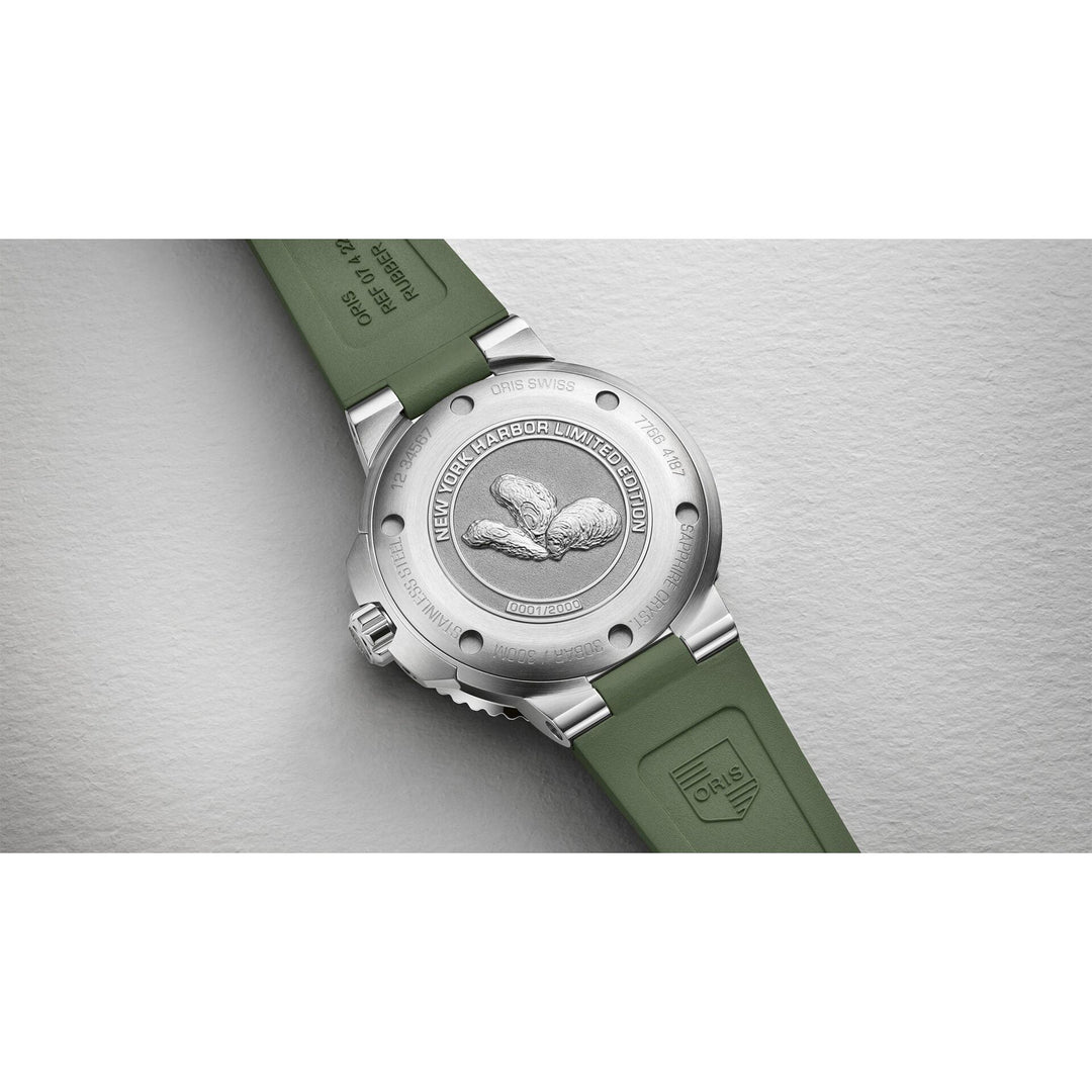 Oris Aquis New York Harbor Limited edition 41.5mm Green MOP Dial Green Strap